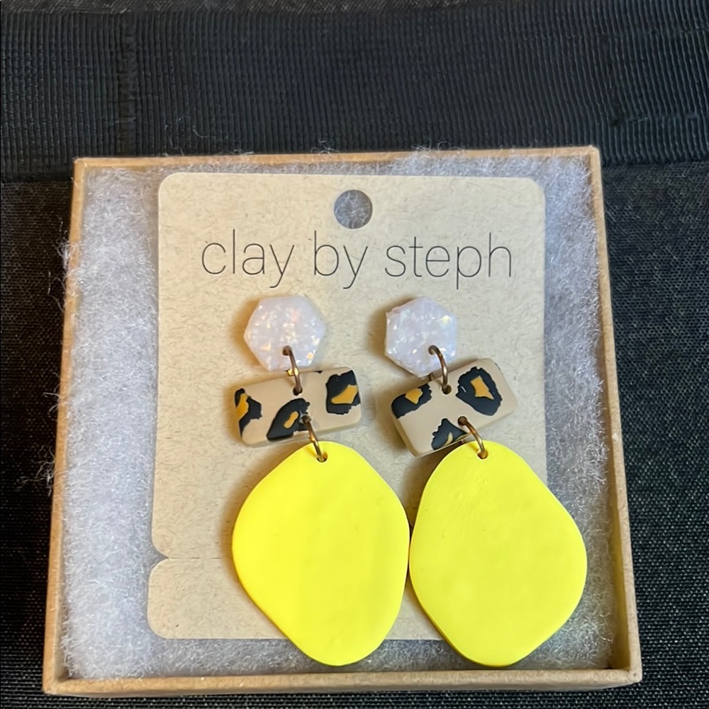 Clay by Steph Yellow and Leopard Earrings